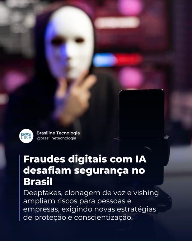 Deepfakes, clonagem de voz e golpes por ligação (vishing) estão 𝐞𝐥𝐞𝐯𝐚𝐧𝐝𝐨 𝐨 𝐧í𝐯𝐞𝐥 𝐝𝐚𝐬 𝐚𝐦𝐞𝐚ç𝐚𝐬 𝐝𝐢𝐠𝐢𝐭𝐚𝐢𝐬 𝐧𝐨 𝐁𝐫𝐚𝐬𝐢𝐥, impactando tanto pessoas quanto empresas. Com conteúdos cada vez mais convincentes, o risco deixou de ser apenas técnico e passou a ser também comportamental.Sua empresa está preparada para reconhecer esses ataques antes que seja tarde?👉 Nesse artigo, você confere os principais sinais de alerta, impactos e estratégias para se proteger nesse novo cenário.Link na bio I https://zurl.co/5F6ED #Phishing #Vishing #IA #FraudesDigitais #Brasiline