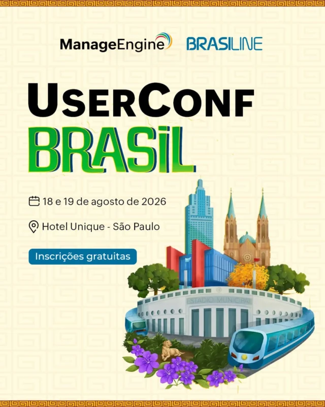 A Brasiline estará presente na 𝐔𝐬𝐞𝐫𝐂𝐨𝐧𝐟𝐞𝐫𝐞𝐧𝐜𝐞 𝐁𝐫𝐚𝐬𝐢𝐥 𝟐𝟎𝟐𝟔, o principal encontro anual da ManageEngine no Brasil!Durante dois dias de imersão, clientes, parceiros e especialistas em TI se reúnem para compartilhar conhecimento, explorar as principais tendências em gestão de TI e cibersegurança e conhecer, na prática, as soluções que estão transformando a operação das empresas.Será uma excelente oportunidade para trocar experiências, acompanhar conteúdos exclusivos e descobrir como fortalecer a segurança e a eficiência do seu ambiente de TI.O evento é gratuito, mas as vagas são limitadas. Esperamos você lá!🗓️ Data: 18 e 19 de agosto de 2026📍 Local: Hotel Unique – São Paulo𝐈𝐧𝐬𝐜𝐫𝐞𝐯𝐚-𝐬𝐞: https://zurl.co/Z31PX#ManageEngine #UserConfBrasil #TI #GestaoDeTI #Brasiline